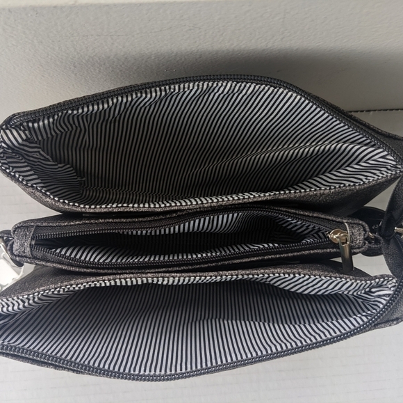 Caracol VEGAN TEXTURED LEATHER "GREY TWEED LOOK" CROSSBODY BAG WRISTLET … - Picture 6 of 15